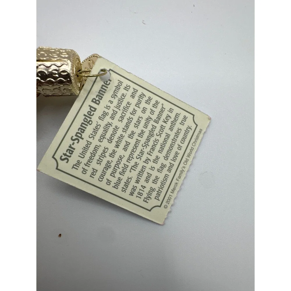 Old World Christmas Star-Spangled Banner American Flag Glass Ornament 24046